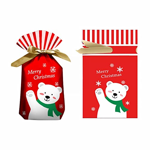 AKTOUR Geschenkpapier-Aufhänger Weihnachtsgeschenktüte Bulk Weihnachtstüten Zum Verpacken von Geschenken Wiederverwendbare Kunststoff Weihnachtsgeschenke Partytüten 50pc (B, One Size) von AKTOUR