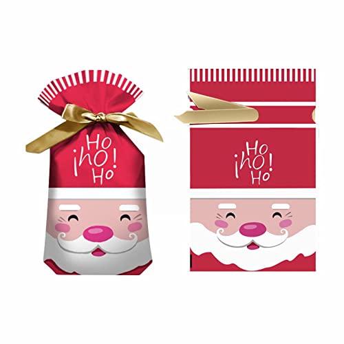 AKTOUR Geschenkpapier-Aufhänger Weihnachtsgeschenktüte Bulk Weihnachtstüten Zum Verpacken von Geschenken Wiederverwendbare Kunststoff Weihnachtsgeschenke Partytüten 50pc (F, One Size) von AKTOUR