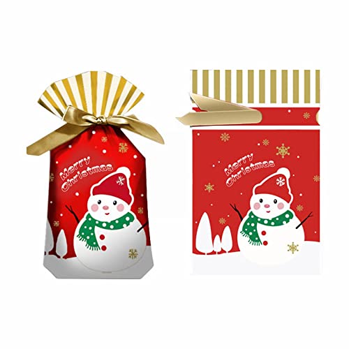 AKTOUR Geschenkpapier-Aufhänger Weihnachtsgeschenktüte Bulk Weihnachtstüten Zum Verpacken von Geschenken Wiederverwendbare Kunststoff Weihnachtsgeschenke Partytüten 50pc (Red, One Size) von AKTOUR