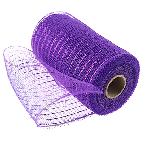 AKTOUR Geschenkpapier Mit Schnittlinien Mesh Weihnachtsgröße Blumen Mesh Wrapping Golddraht Verpackung für Kränze Rolle Weihnachten Gelbe Armbänder Für (Purple, One Size) von AKTOUR