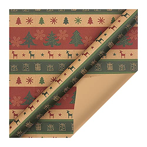 AKTOUR Geschenkpapier Mit Schnittlinien einseitiges Weihnachtsgeschenkpapier, klassischer Weihnachtsmann andere Muster Packpapier Punkt (C, One Size) von AKTOUR