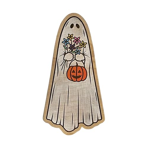 AKTOUR Heft Magnete Inlay Magnete Holzfigur Kühlschrankaufkleber Halloween Holz handbemalt Dekor Kühlschrankaufkleber Wiederverwendbar Halloween handbemalt Geister Neueröffnung (F8-Light Yellow, 10x2 von AKTOUR