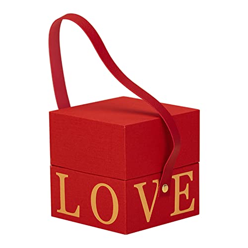 AKTOUR Ideen Für Gelbe Geschenkboxen Geschenkboxen für Geschenke Kleine Geschenkboxen Valentinstag- für Freundin Liebesbox Blumen- Geschenkpapier Nerdig (Red, A) von AKTOUR