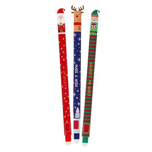 AKTOUR Legami Weihnachten Gelschreiber Radierbarer Kugelschreiber, Cartoon Stift Radierbar, 3 Erasable Pen mitRot, Blau, Grün, Löschbaren Gelstiften für Kinder Studenten Schule Büro von AKTOUR