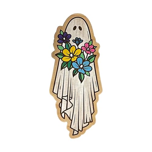 AKTOUR Modellauto Magnete Inlay Magnete Holzfigur Kühlschrankaufkleber Halloween Holz handbemalt Dekor Kühlschrankaufkleber Wiederverwendbar Halloween handbemalt Geister Coole Sticker (S7-Silver, 10x von AKTOUR