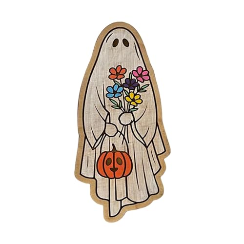 AKTOUR Roller Aufkleber Rot Inlay Magnete Holzfigur Kühlschrankaufkleber Halloween Holz handbemalt Dekor Kühlschrankaufkleber Wiederverwendbar Halloween handbemalt Geister Aufkleber (10x2.5x1cm) von AKTOUR