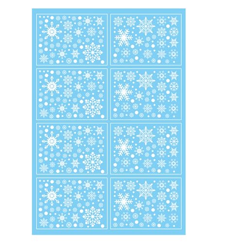 AKTOUR Silberne Aufkleber für Glasfenster, 8 Blatt Weihnachts-Fensteraufkleber, Schneeflocken, Weihnachtsdekorationen, Winter-Weihnachts-Fensteraufkleber für Kinder, Urlaubsdekoration (Light blue, On von AKTOUR