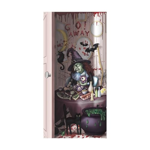 AKTOUR Sticker Buchstaben Schwarz Halloween Klammert Gruselige Fensterdekoration Mit Türaufkleber Aufkleber Wohnwagen Sprüche (Q3-G, 90x180cm) von AKTOUR