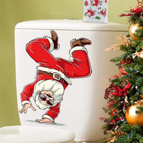 AKTOUR Sticker Für Kalendergestaltung 1 Weihnachtsmann, Weihnachtsdekoration, Toilette, Badezimmerwand, Weihnachtsmann, PVC-Toilettenaufkleber, selbstklebend, Halloween, dekorativer (Red, 28.5x22.5x0 von AKTOUR