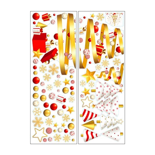 AKTOUR Tür Namensschild Baby Schneeflocken, Weihnachtsmann-Fensteraufkleber, Weihnachtsdekorationen, wiederverwendbare Aufkleber Glas Sticker compatible with Motorrad (Gold, One Size) von AKTOUR