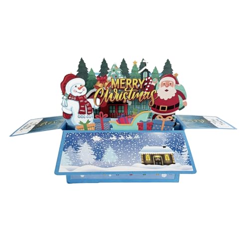 AKTOUR Verpackung Für Geschenk zum Aufhängen, Cartoon-Motiv, 3D, zum Herausziehen mit Nachrichtenkarte, Urlaubspapierkarte für Weihnachtsgrüße für die Familie Geschenkpapier Lieferung (Light blue, 30 von AKTOUR