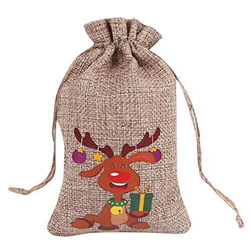 AKTOUR Verpackungspapier Recycelbar Leinen Weihnachten Kordelzug Süßigkeiten Leinen Geschenk Jute Jutebeutel für Heimdekoration Geschenkpapier Mit Lastwagen Darauf (C, One Size) von AKTOUR