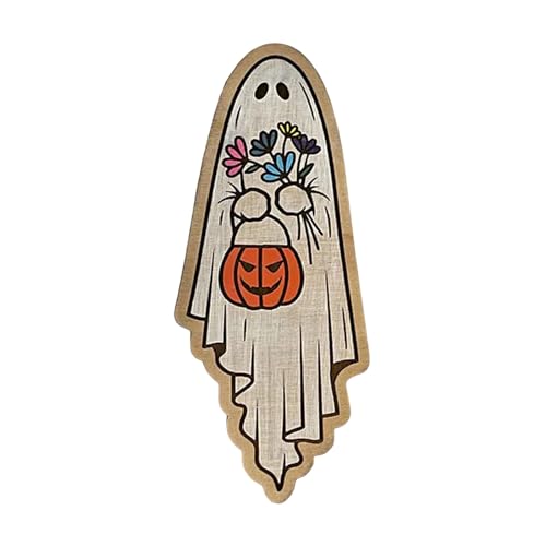 AKTOUR Wohnmobil Aufkleber Inlay Magnete Holzfigur Kühlschrankaufkleber Halloween Holz handbemalt Dekor Kühlschrankaufkleber Wiederverwendbar Halloween handbemalt Geister Anhänger Auto (10x2.5x1cm) von AKTOUR