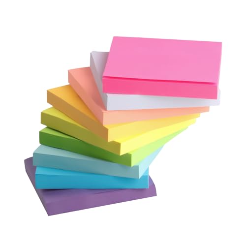 9 Blöcke/900 Blatt Haftnotizen Haftnotizzettel, Sticky Notes, 76 x 76mm Selbstklebende Haftnotizen Klebezettel zum Beschriften, Bunte Postblöcke Notizblöcke für Büro Haus To-Do-Liste Erinnerung von ALAHUGYEF