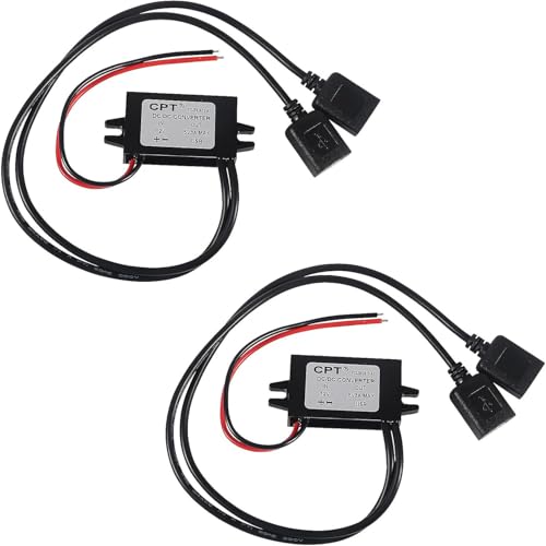 ALAMSCN 2 Stück DC 12V auf 5V USB Spannungs-Wandler DC USB Konverter 3A 15W DC Buck-Konverter mit Dual USB Ausgangsnetzteil für Auto von ALAMSCN