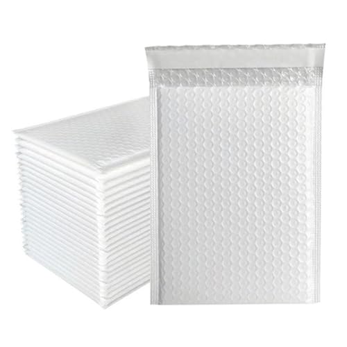 Gepolsterte Umschläge, Luftpolsterumschläge, 50 Stück, Luftpolsterumschläge, gepolsterte Briefumschläge, Poly for Verpacken, selbstklebende Versandtasche, Luftpolstertasche(White,13 * 15cm) von ALANIZ