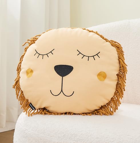 ALAVYA HOME® Dekokissen Kinderkissen Löwe für Hausbett Kinderbetten - D35 cm I Kuschelkissen Kinder Flauschig mit Füllung, Zierkissen für Babyzimmer Kinderzimmer Deko - 35 x 35 cm von ALAVYA HOME