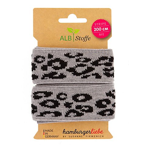 Albstoffe Bio-Band "Leopard", grau/schwarz, 2 m von ALB Stoffe