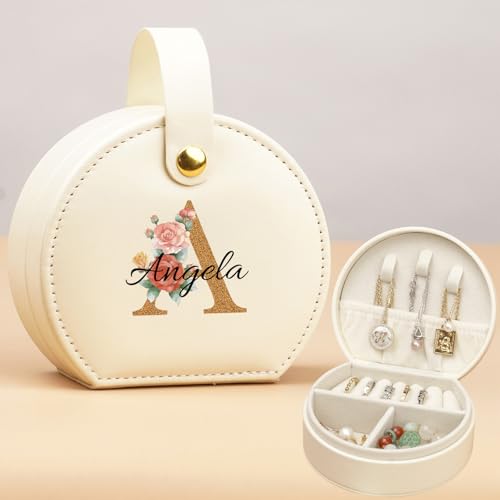 ALBK Personalisierte Schmuckschatulle für Frauen – Brautjungfernantragsgeschenke, personalisiertes Schmuck-Reiseetui, individuelle Brautjungfer-Schmuckschatulle, Hochzeit, Weihnachten, Brautjungfern von ALBK