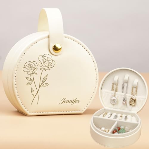 ALBK Personalisierte Schmuckschatulle für Frauen – Brautjungfernantragsgeschenke, personalisiertes Schmuck-Reiseetui, individuelle Brautjungfer-Schmuckschatulle, Hochzeit, Weihnachten, Brautjungfern von ALBK