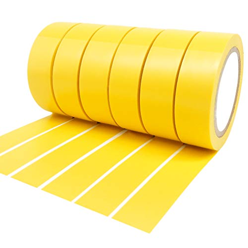 ALBOYI Isolierband 6 Rollen, 17mm x 9m Elektrisches Klebeband Selbstklebendes, PVC Isolierband Wasserdichtfür für Isolieren, Reparieren, Bündeln von Kabeln, Gafferband, Gelb von ALBOYI