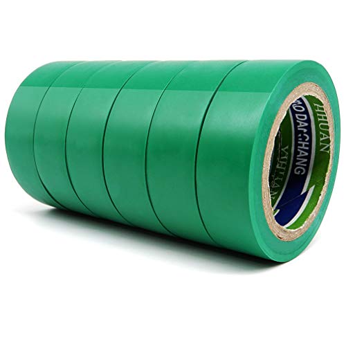 ALBOYI Isolierband 6 Rollen, 17mm x 9m Elektrisches Klebeband Selbstklebendes, PVC Isolierband Wasserdichtfür für Isolieren, Reparieren, Bündeln von Kabeln, Gafferband, Grün von ALBOYI