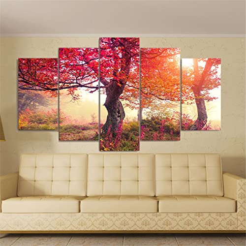 5 Bild Auf Leinwand Deko Wohnzimmer 5 Panel Jahreszeiten Herbst Bäume Wandkunst Poster Wohnkultur Modern Für Wohnzimmer Leinwand Hd Druck Malerei Modulare Bilder Rahmenlos 40X60Cmx2 40X80Cmx2 40X von ALBVLE