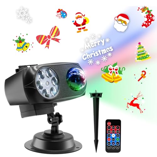 Christmas Projektor Lichter outdoor IP44 wasserdicht, 15W heller HD Ocean Wave Effect, 12 Dias 96 keine Fade Bilder Licht für Geschenk Halloween, Weihnachten LED Projektor Dekoration von ALED LIGHT