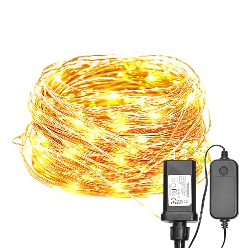 ALED LIGHT Lichterkette 32m, wasserdicht, IP44, 8 Modi, Warmweiß, Kupferdraht, für Außen/Innenbereich, für Party, Garten, Haus, Weihnachten von ALED LIGHT