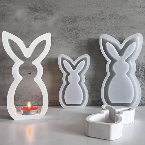 ALEFBET Silikonform Hase, Silikonformen Gießformen Ostern, Silikon Gießform Ostern Kaninchen, Gipsformen zum Gießen, Epoxidharz Formen Ostern Hase（Hase Hohl） von ALEFBET