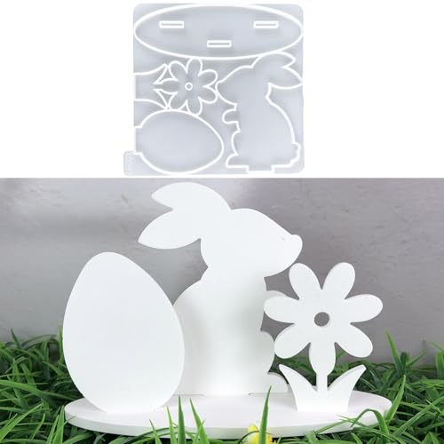 ALEFBET Silikonform Hase, Silikonformen Gießformen Ostern, Silikon Gießform Ostern Kaninchen, Gipsformen zum Gießen, Epoxidharz Formen Ostern Kaninchen（Kaninchen-Puzzle） von ALEFBET