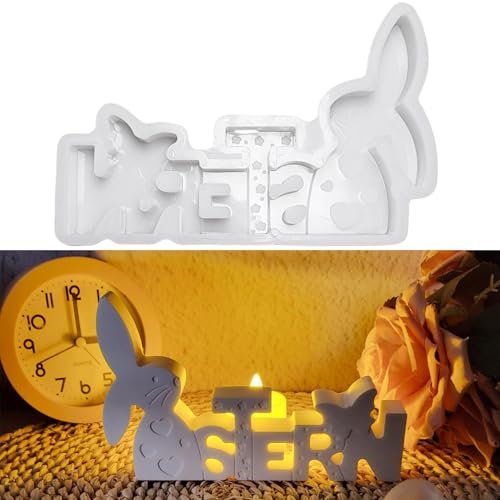 ALEFBET Silikonform Ostern, Silikonformen Gießformen Ostern, Silikon Gießform Ostern Kaninchen, Gipsformen zum Gießen, Epoxidharz Formen Ostern Kaninchen（Hase Ostern） von ALEFBET