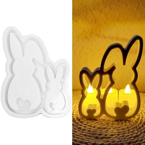 ALEFBET Silikonformen Gießformen, Silikonform Ostern Hase, Silikon Gießform Ostern Kaninchen, Gipsformen zum Gießen, Epoxidharz Formen Ostern Dekorationen（Hohles Hase 2 Gitter） von ALEFBET