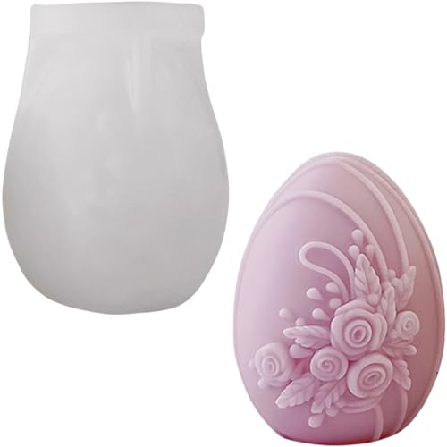 ALEFBET Silikonformen Gießformen Ostern Kerzenformen zum Gießen，Silikonform Ostern Kerzen Formen Silikon Kerzenform，Ostern Kerzenformen Silikon Kerzen Silikonformen (Ostereier und Blumen E) von ALEFBET