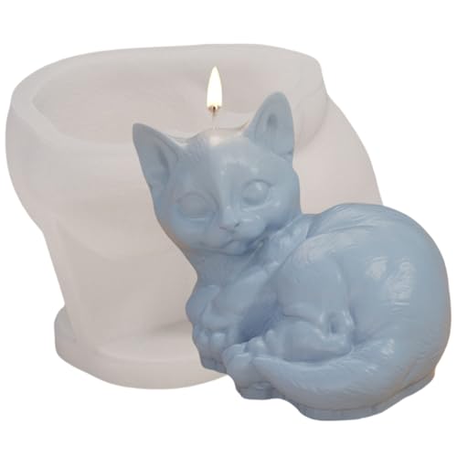 Silikonform Kerzen，3D Katze Silikonformen Gießformen，Kerzenformen zum Gießen，Katze Kerzen Formen Silikon，Epoxidharz Formen (B) von ALEFBET