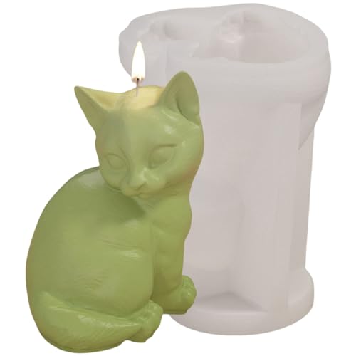 Silikonform Kerzen，3D Katze Silikonformen Gießformen，Kerzenformen zum Gießen，Katze Kerzen Formen Silikon，Epoxidharz Formen (D) von ALEFBET