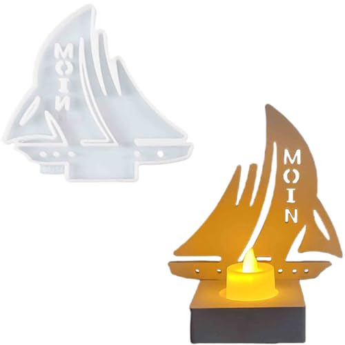 Silikonform Kerzenhalter, Silikon Gießform Kerzenhalter, Silikonformen Gießformen Kerzenhalter, Gipsformen zum Gießen（Einsatz - Segelboot） von ALEFBET