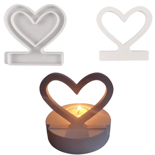 Silikonformen Gießformen, Silikonform Kerzenhalter DIY Kombination Silikon Gießform Kerzenhalter, Gipsformen zum Gießen (Einsatz - Herz C) von ALEFBET
