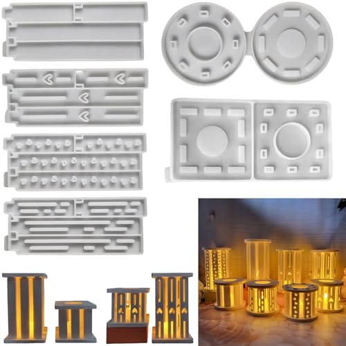 Silikonformen Gießformen, Silikonform Kerzenhalter Laterne, Silikon Gießformen Laternen, Kerzenlaterne Gießform DIY Set Erwachsene zum Selbermachen von Laternen Deko (Laterne 6-teiliges Set) von ALEFBET