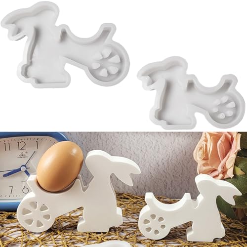 Silikonformen Gießformen, Silikonform Ostern Hase, Silikon Gießform Ostern Kaninchen, Gipsformen zum Gießen, Epoxidharz Formen zur Herstellung von Ostern Dekorationen（Kaninchen-Kinderwagen 2 Stück） von ALEFBET