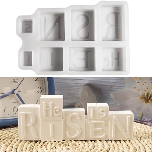 Silikonformen Gießformen，Silikonform Blockpuzzle “He is RISEN” ，Silikon Gießform Blockpuzzle，Gipsformen zum Gießen，Epoxidharz Formen zur Herstellung von Dekorationen von ALEFBET