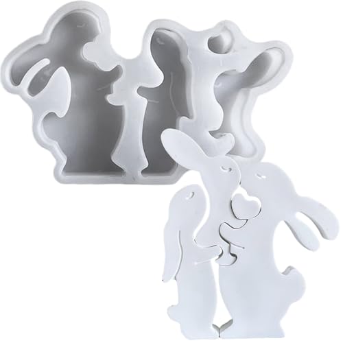 Silikonformen Gießformen Ostern, Silikonform Ostern Hase Familie Puzzle, Silikon Gießform Ostern, Gipsformen zum Gießen, Epoxidharz Formen zur Herstellung von Ostern Dekorationen von ALEFBET