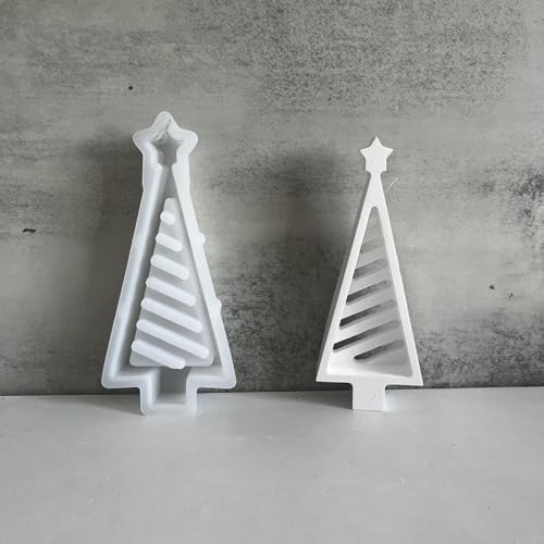 Silikonformen Gießformen Weihnachten，Silikonform Weihnachten Weihnachtsbaum，DIY Silikon Gießform Weihnachten，Gipsformen zum Gießen，Epoxidharz Formen Weihnachtsbaum (Streifen) von ALEFBET