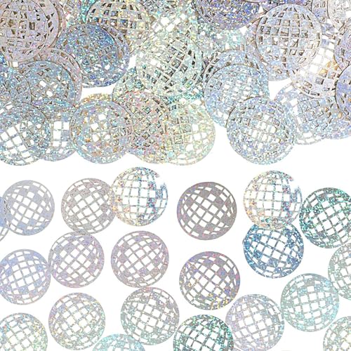 ALEGRE® 100 Stück Glitzer Discokugel Deko Konfetti, 80er 90er Party Tischdeko, Disco Party Dekorationen, Disco Kugel Deko Konfetti Groß, Glitzer Confetti für 70er 80er Jahre Retro Party Deko von ALEGRE