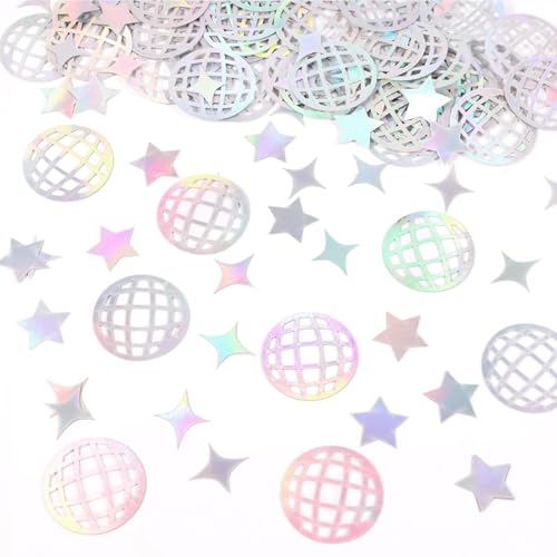 ALEGRE® 100 Stück Glitzer Discokugel Deko Konfetti, Disco Kugel Deko Konfetti Groß, 80er 90er Party Tischdeko, Disco Party Dekorationen, Glitzer Confetti für 70er 80er Jahre Retro Party Deko von ALEGRE