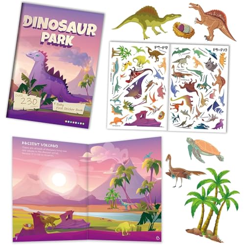 ALEGRE® 230 Stk Dino Sticker für Kinder, Dinosaurier Stickerbuch Set, Dino Aufkleber Kinder, Dinosaurier Sticker Junge, Spielzeug Sticker Book für Lerngeschenke, Dino Thema Party Geburtstag Geschenke von ALEGRE