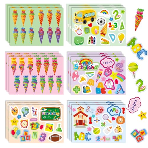 ALEGRE® Einschulung Sticker Schulanfang Aufkleber für Mädchen Jungen, Einschulung Deko Sticker für Schulkind Schulanfang Geschenke, Schuleinführung Sticker Set für 1. Schultag Party Mitgebsel Geschenk von ALEGRE