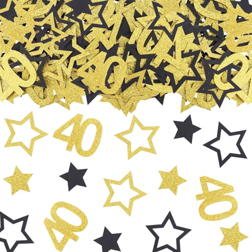 ALEGRE® Konfetti 40 Geburtstag Deko,Streudeko 40. Geburtstag Deko Confetti,Tischdeko40 Geburtstag Gold Schwarz,Deko 40. Geburtstag Frauen Mann,Konfetti Streudeko Geburtstag,Geburtstagdeko 40 Jahre von ALEGRE