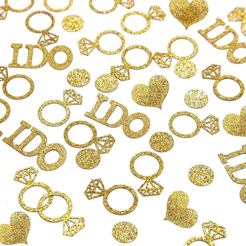 ALEGRE® Konfetti Hochzeit Tischdeko Gold, 100 Stk Glitter Streudeko Hochzeit Herzen, Tischdeko Hochzeit Confetti, Verlobung Konfetti, Hochzeit Deko Tisch, Romantische Deko Hochzeit, Wedding Decoration von ALEGRE