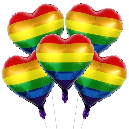 ALEGRE® Lgbtq Regenbogen Luftballons Herz,12 Stk Rainbow Herz Luftballon Helium,Pride Deko Herz Ballon,Lesbian Regenbogen Deko Herzluftballons,Herz Folienballon für Geburtstag Hochzeit Gay Party Deko von ALEGRE